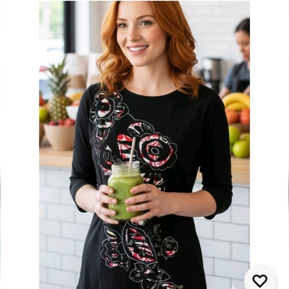 Laura Ashley Black Razor cut T-shirt Fairy Grunge Wmns 2X - Picture 2 of 9